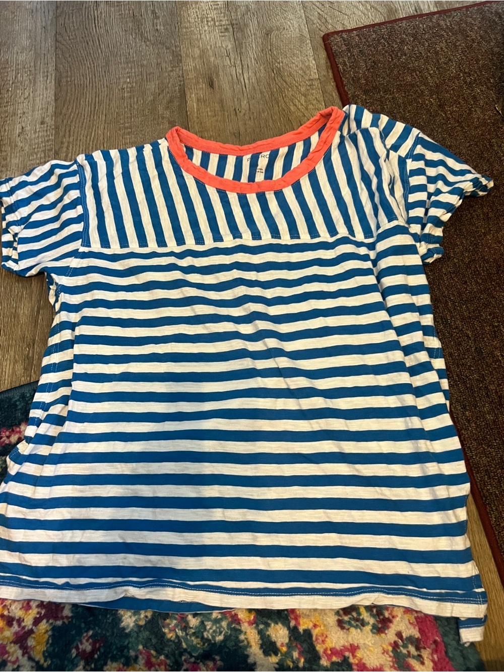 Pilcro medium blue and white striped top
